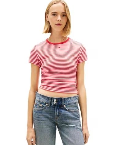 TOMMY HILFIGER CAMISETA TJW SLIM ESSENTIAL RIB A RAYAS PARA MUJER RED - STRIPE