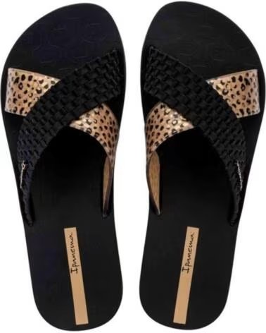 IPANEMA SANDALS WITH CROSSOVER STRAPS AND ANIMAL PRINT BROWN-BROWN