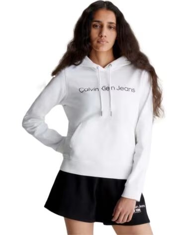 CALVIN KLEIN KAPUZENPULLOVER MIT LOGO FÜR DAMEN WEISS MUJER