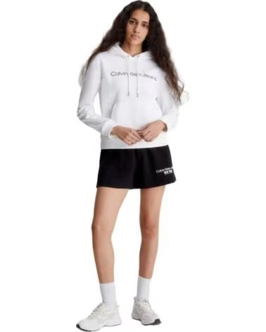 CALVIN KLEIN KAPUZENPULLOVER MIT LOGO FÜR DAMEN WEISS MUJER