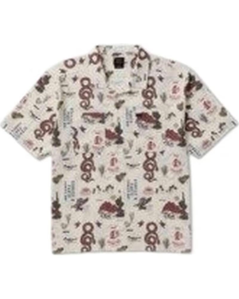 RVCA CAMICIA WASTELAND SS NATURAL BLACK