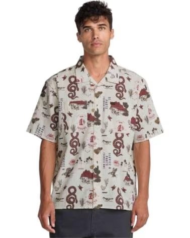 RVCA CAMICIA WASTELAND SS NATURAL BLACK