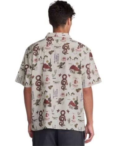 RVCA CAMICIA WASTELAND SS NATURAL BLACK