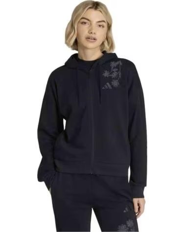 ADIDAS SWEATSHIRT ESSENTIALS 3-STRIPES FRENCH TERRY FULL-ZIP MULHER BLACK