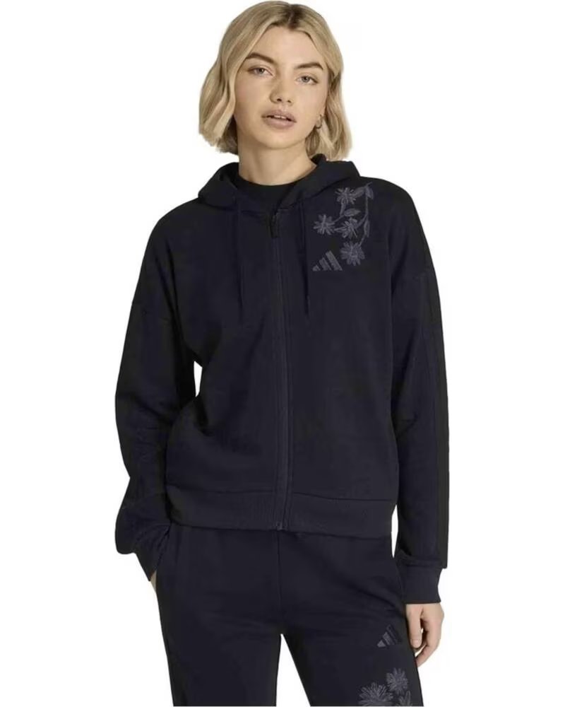 ADIDAS SWEATSHIRT ESSENTIALS 3-STRIPES FRENCH TERRY FULL-ZIP MULHER BLACK
