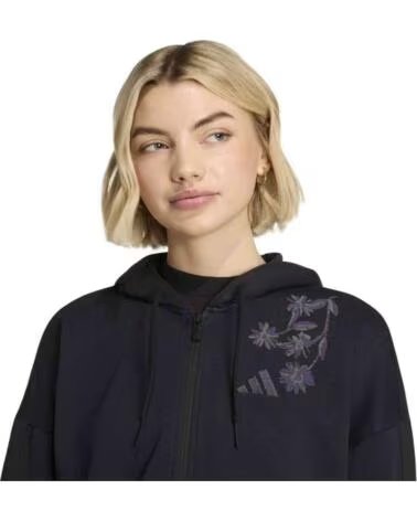 ADIDAS SWEATSHIRT ESSENTIALS 3-STRIPES FRENCH TERRY FULL-ZIP MULHER BLACK