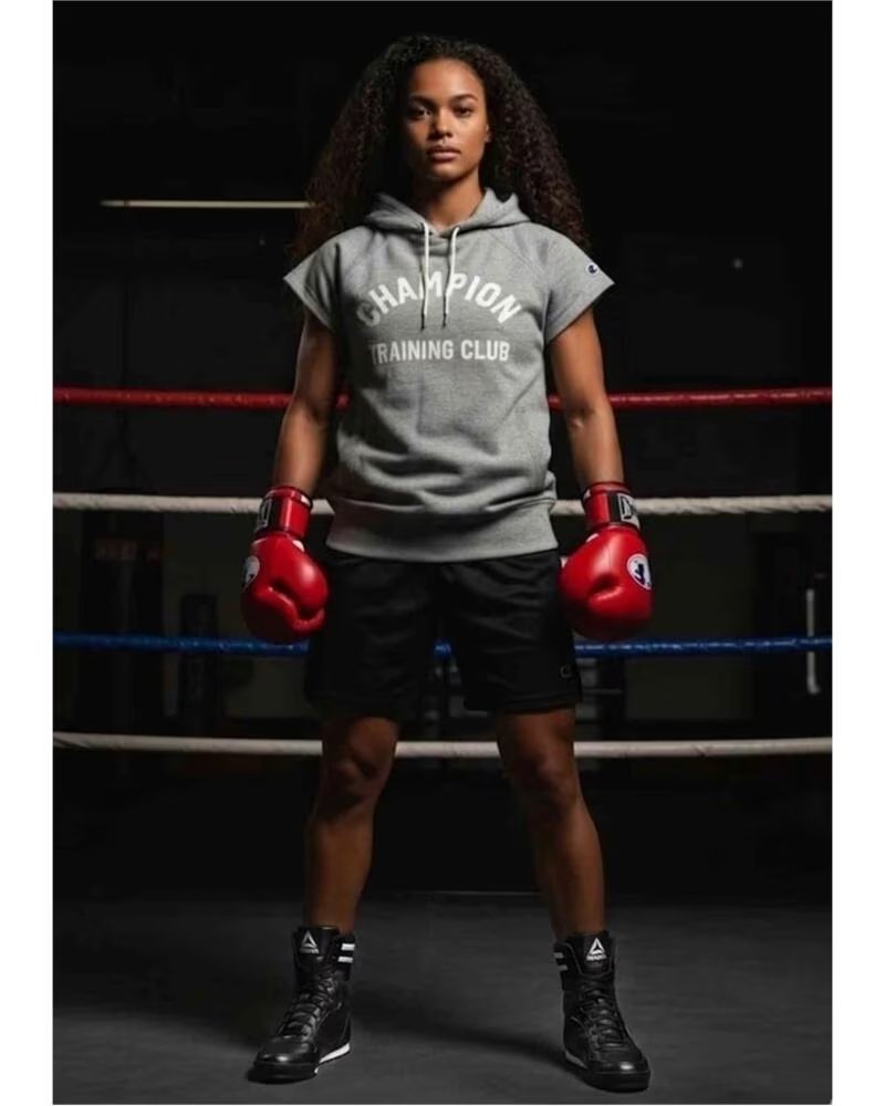 CHAMPION MOLETOM COM CAPUZ TRAINING CLUB CINZA MULHER GREY