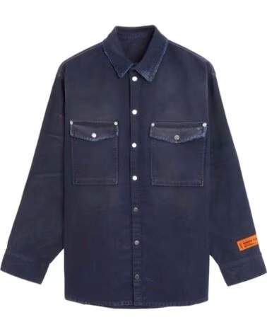 HERON PRESTON CAMISA DISTRESSED CANVAS MANGA LARGA AZUL