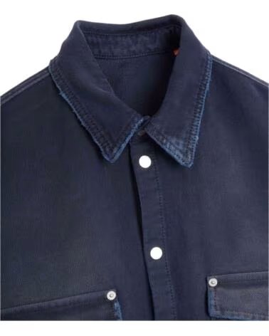 HERON PRESTON CAMISA DISTRESSED CANVAS MANGA LARGA AZUL