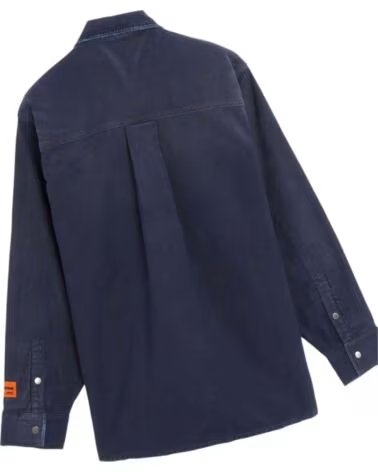 HERON PRESTON CAMISA DISTRESSED CANVAS MANGA LARGA AZUL