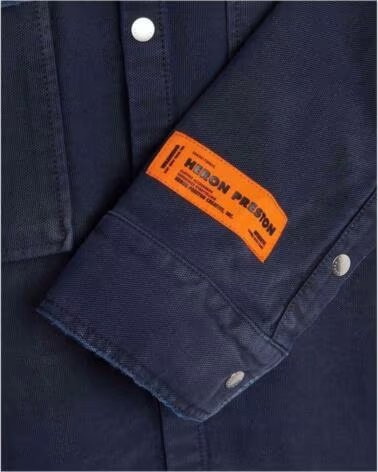 HERON PRESTON CAMISA DISTRESSED CANVAS MANGA LARGA AZUL