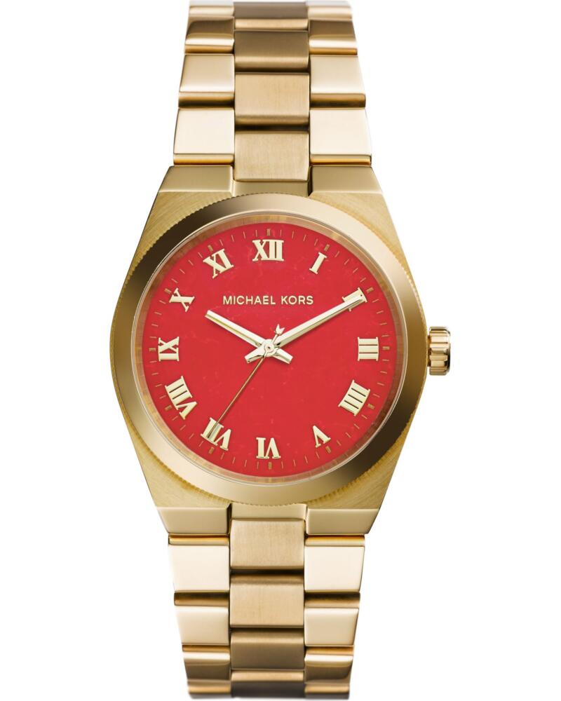 MICHAEL KORS RELOJ MK5936 CON ESFERA ROJA Y CORREA DE ACERO DORADO ORO