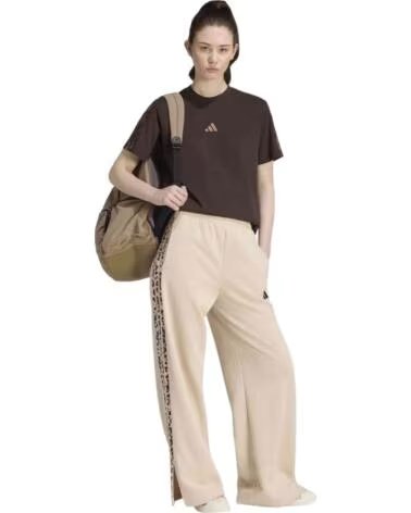 ADIDAS PANTALON LONG SEASONAL ESSENTIALS ANIMAL PRINT 3 STRIPES BEIGE FEMME CRYSTAL LINEN