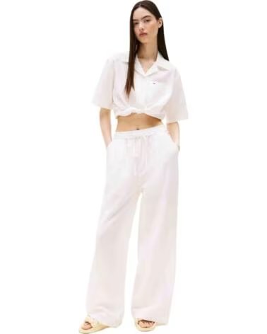 TOMMY HILFIGER PANTALONI LUNGHI DONNA DW0DW20352YBL ECRU