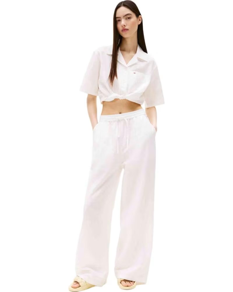 TOMMY HILFIGER PANTALONI LUNGHI DONNA DW0DW20352YBL ECRU