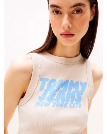 TOMMY HILFIGER CAMISETA T-SHIRT EN COLOR PARA MUJER BEIGE