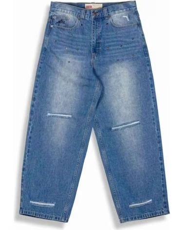 GRIMEY BAGGY JEANS WITH STUD DETAILS WASHED BLUE