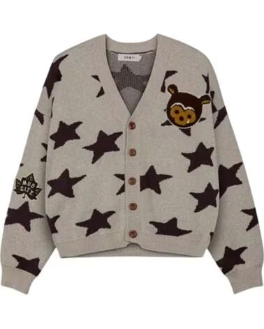 GRIMEY CARDIGAN GNKG194 À MOTIF ÉTOILES BEIGE