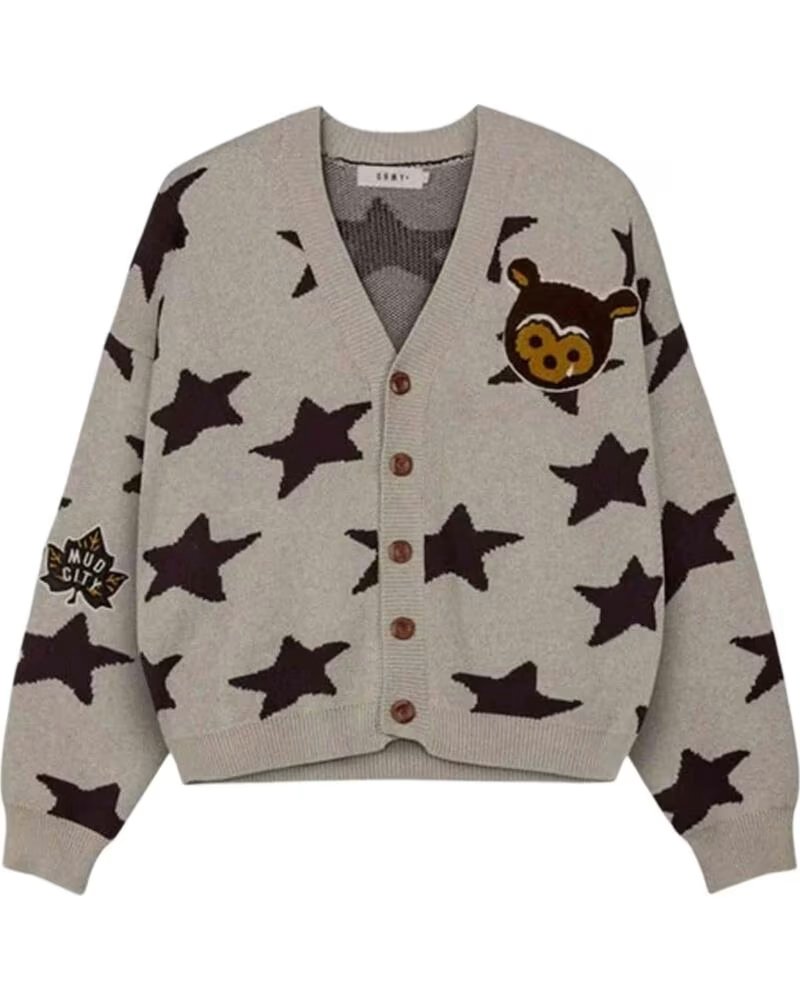 GRIMEY CARDIGAN GNKG194 À MOTIF ÉTOILES BEIGE