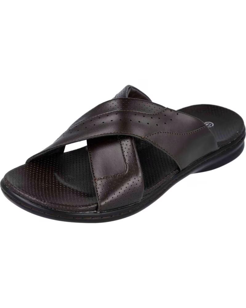 L&R SHOES HERREN PANTOLETTEN 070-957591 AUS LEDER BRAUN MARRON