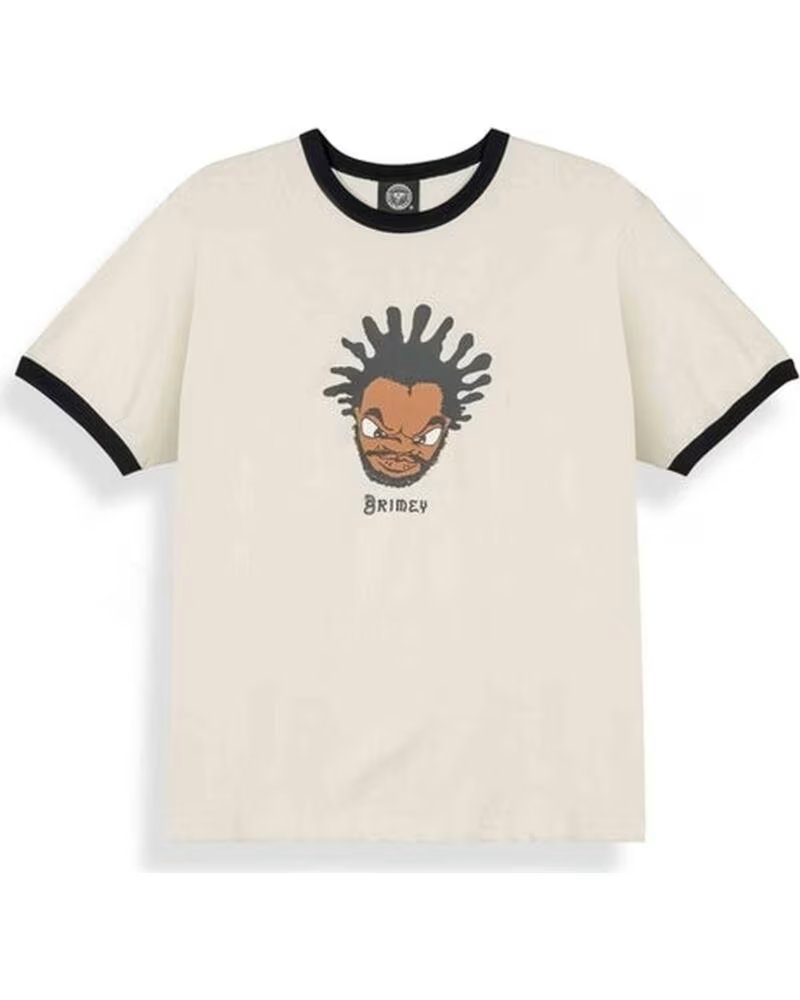 GRIMEY MAGLIETTA DROPPIN SCIENCE RINGER TEE OFF WHITE