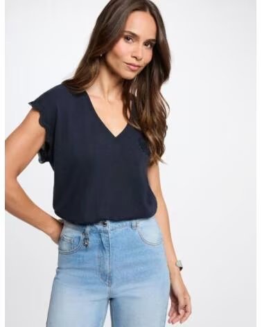 MORGAN CAMISETA DCUME MARINO CUELLO V AZUL