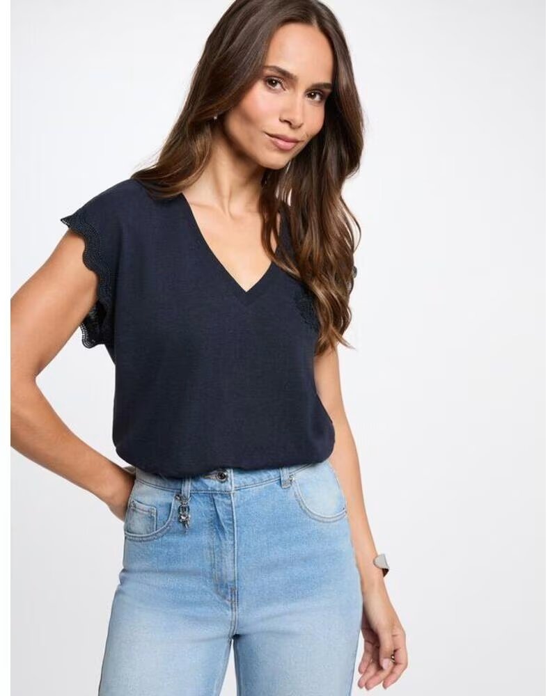 MORGAN CAMISETA DCUME MARINO CUELLO V AZUL