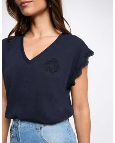 MORGAN CAMISETA DCUME MARINO CUELLO V AZUL