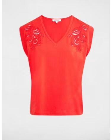 MORGAN CAMISETA DTRIP ROJA CUELLO V ROJO