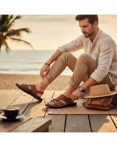 TIMBOS SANDALIA DE HOMBRE CAMEL 133251 MARRóN