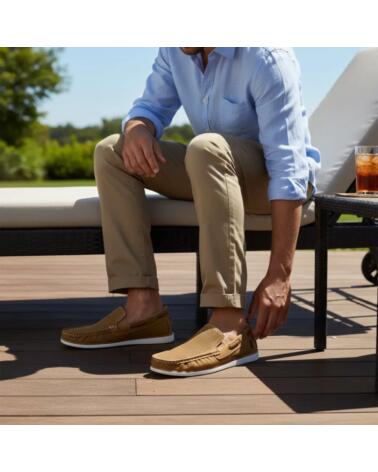 TIMBOS MOCASIN COMODO PICADO DE HOMBRE CAMEL 133218 MARRóN
