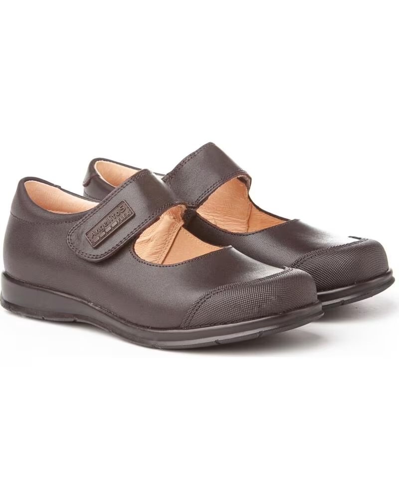 ANGELITOS ZAPATO COLEGIAL NAPA VELCRO REFORZADA TALLAS 24 A 41 MODELO 463 MARRóN