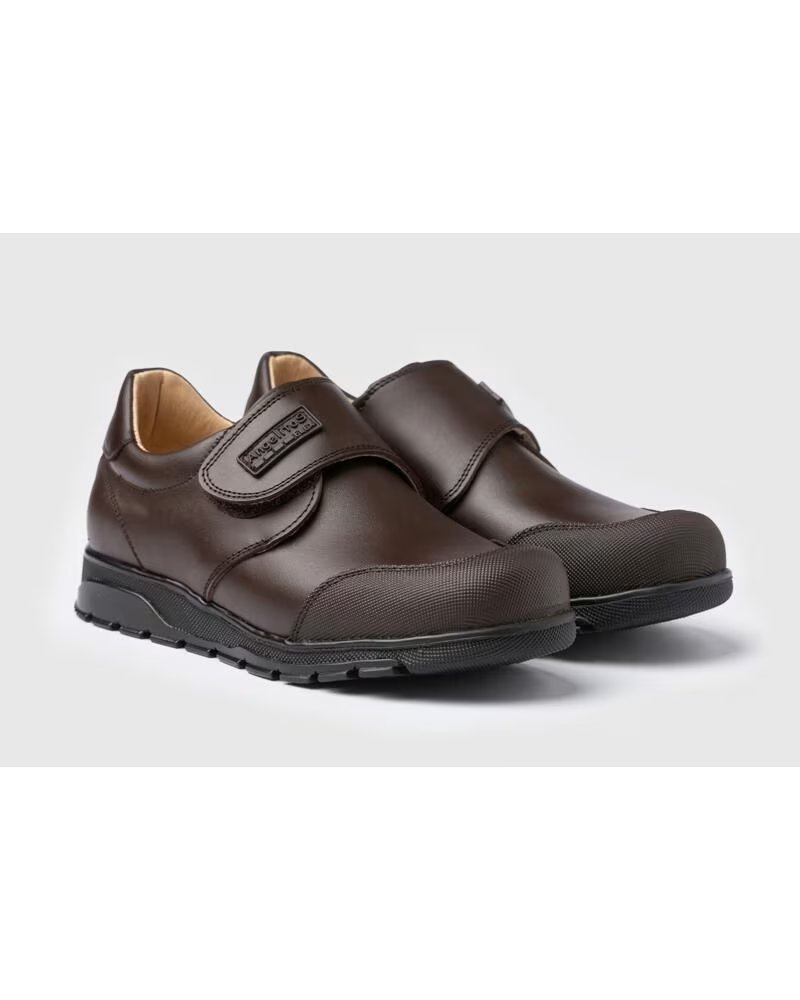 ANGELITOS ZAPATO COLEGIAL NAPA VELCRO MODELO 453 MARRóN