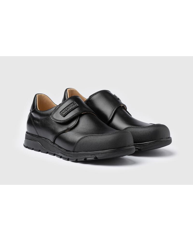 ANGELITOS ZAPATO COLEGIAL NAPA VELCRO MODELO 453 NEGRO