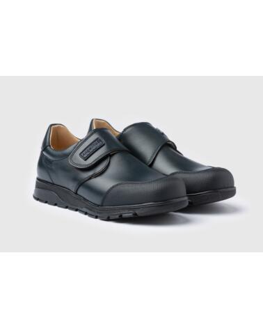 ANGELITOS ZAPATO COLEGIAL MODELO 453 EN PIEL CON VELCRO AZUL