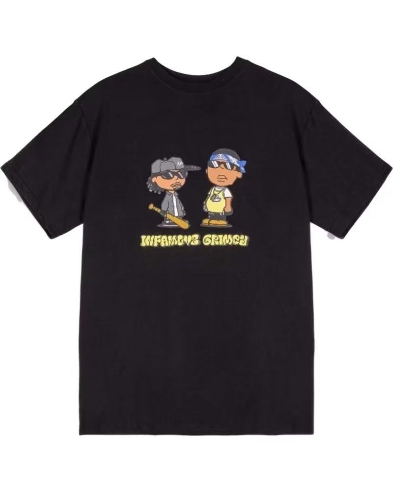 GRIMEY T-SHIRT GA712-BLK A MANICHE CORTE UNISEX NERA NEGRO