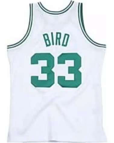 MITCHELL NESS & BOSTON CELTICS LARRY BIRD 1985-86 HARDWOOD CLASSICS BASKETBALL TRIKOT BLANCO