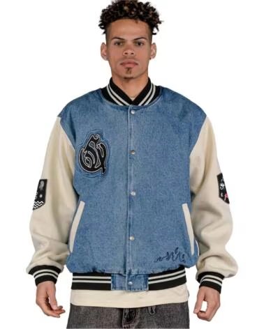 GRIMEY JAQUETA GDBJK163-BLU VARSITY EM DENIM AZUL