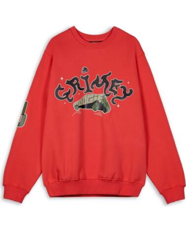 GRIMEY SUDADERA GSW593-RED CON DISEÑO GRÁFICO ROJO