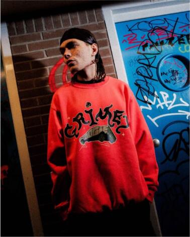 GRIMEY SUDADERA GSW593-RED CON DISEÑO GRÁFICO ROJO