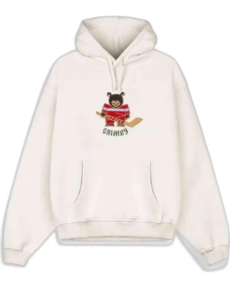 FELPA CON CAPPUCCIO GRIMEY VINTAGE LOOTER BLANCO