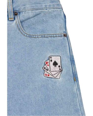 GRIMEY PANTALÓN DENIM GJLP273-WLBLU CON BORDADOS AZUL