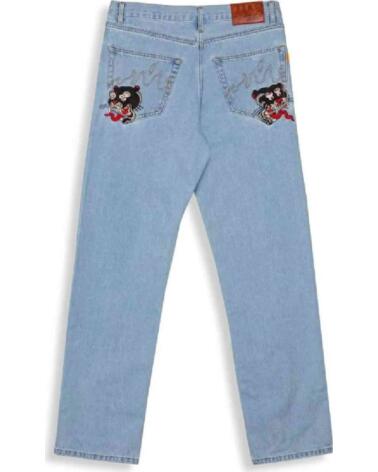 GRIMEY PANTALÓN DENIM GJLP273-WLBLU CON BORDADOS AZUL