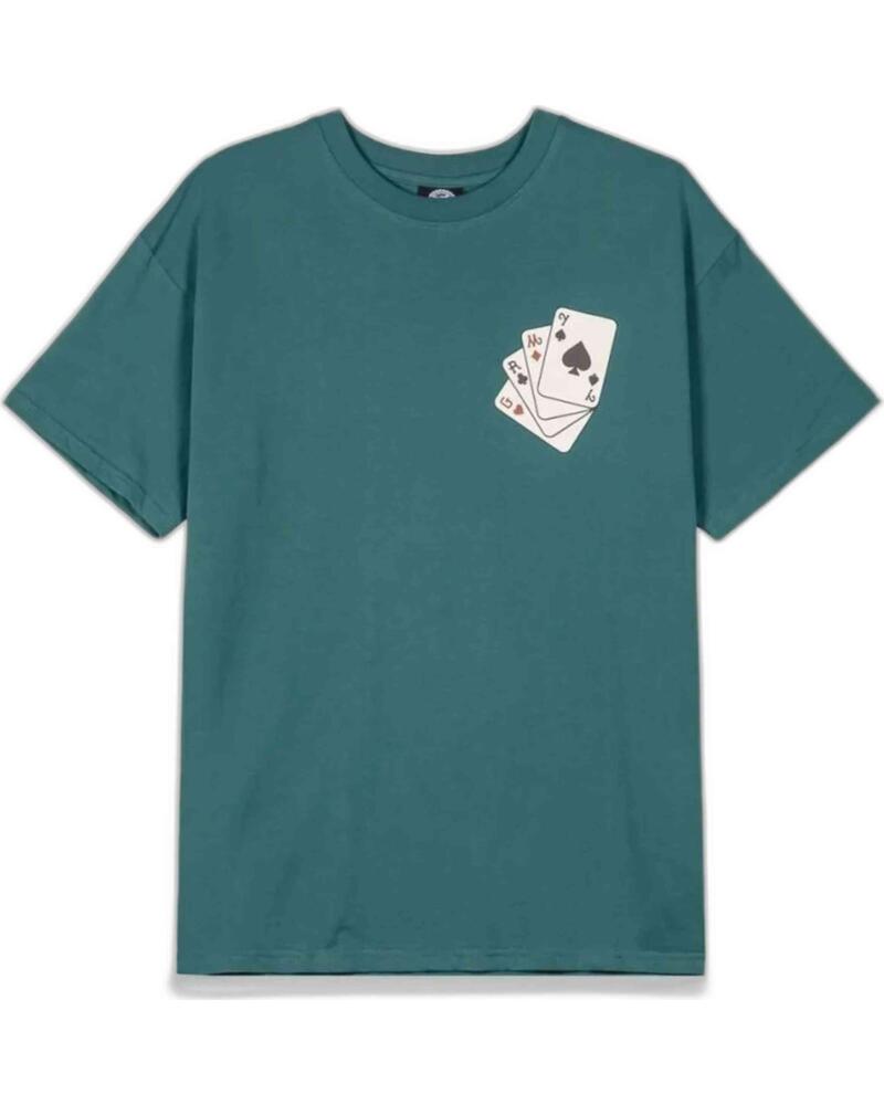 GRIMEY CAMISETA GA723-DBLU MANGA CORTA ESTAMPADO CARTAS VERDE