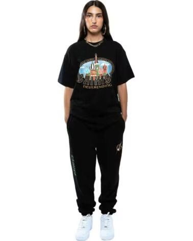 GRIMEY CAMISETA GA715-BLK MANGA CORTA NEGRA MULTICOLOR