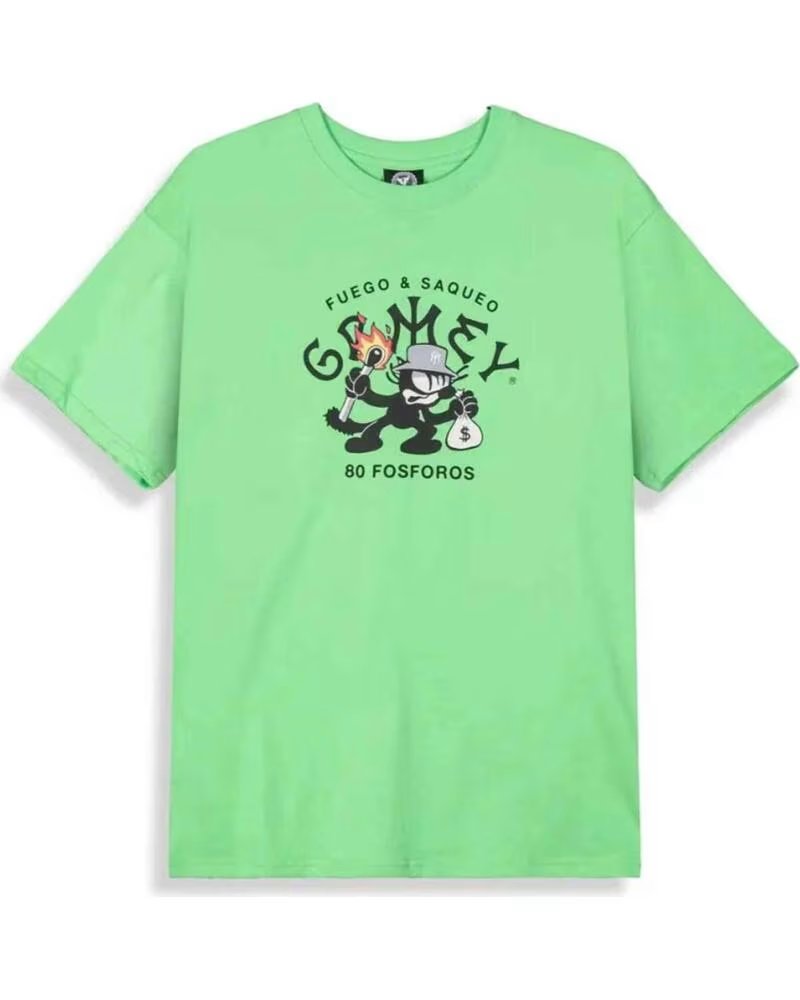 GRIMEY T-SHIRT FUEGO & SAQUEO UNISEXE VERT VERDE