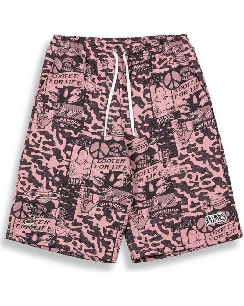 GRIMEY BERMUDAS GBSS192-LIC EN ROSA PARA UNISEX LILA Y NEGRO