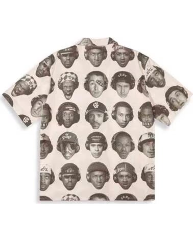 GRIMEY THE MIDNITE SHORT SLEEVE BUTTON UP SHIRT WITH FACES PRINT