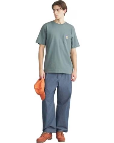 CARHARTT WIP T-SHIRT COM BOLSO MODELO I030434 VERDE