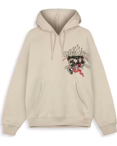 FELPA CON CAPPUCCIO GRIMEY DEEPER HEAVYWEIGHT VINTAGE CREAM CON STAMPA CARTE BEIGE